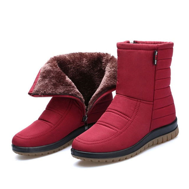 Lsljs Outdoor Women Snow Boots Round Toe Shoes Slip On Casual Boots, Women's Ankle Boots & Booties, Womens Boots On Clearance Red 6.5