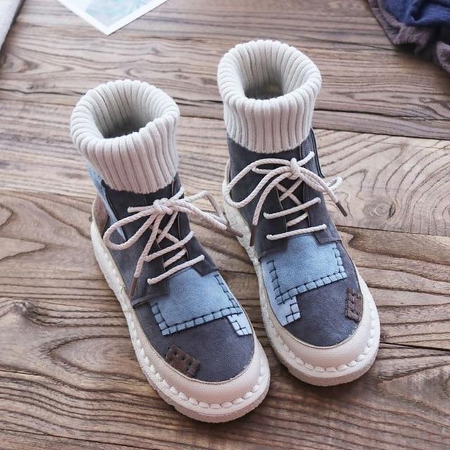 Women flat boots soft bottom comfortable woollen line Martin 1966SHOES™